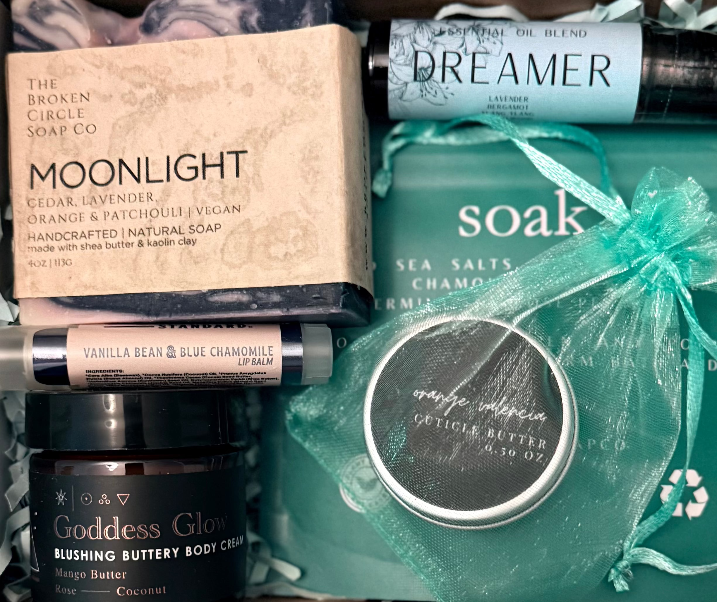 aromatherapy gift box of soaps and butters