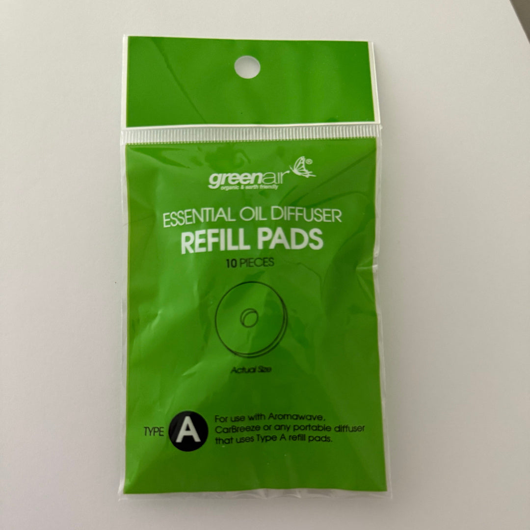 Greenair car diffuser  refill pads packaging on a white background